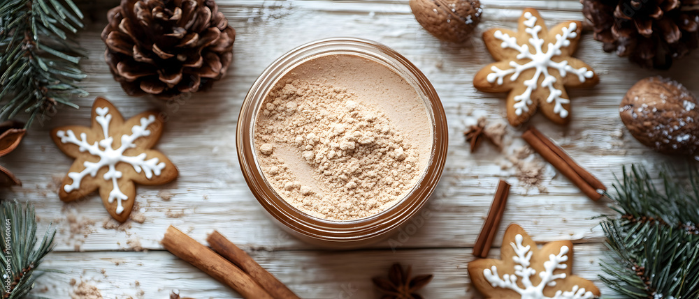 Gingerbread-Themed Winter Protein Powder Ad Gingerbread-Themed Winter Protein Powder Ad