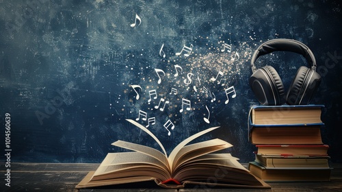 Musical Book and Headphones photo