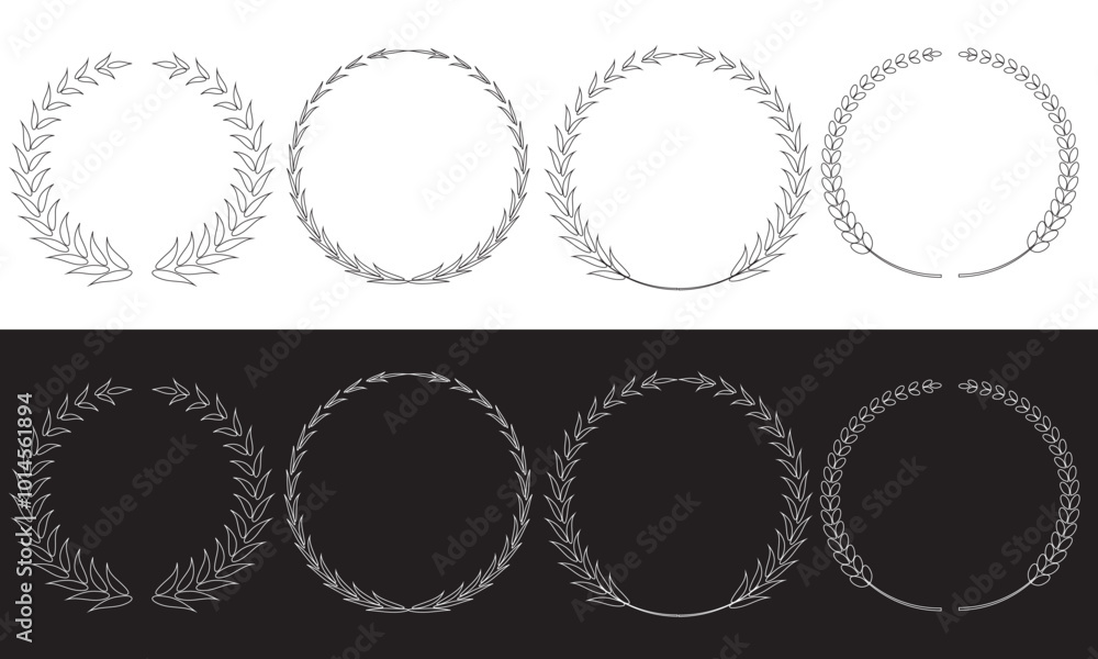 Laurel wreath silhouette vector collection. Roman wreath best movie nomination. Film festival award border. EPS 10 Laurel wreath silhouette vector collection. Roman wreath best movie nomination. Film festival award border. EPS 10