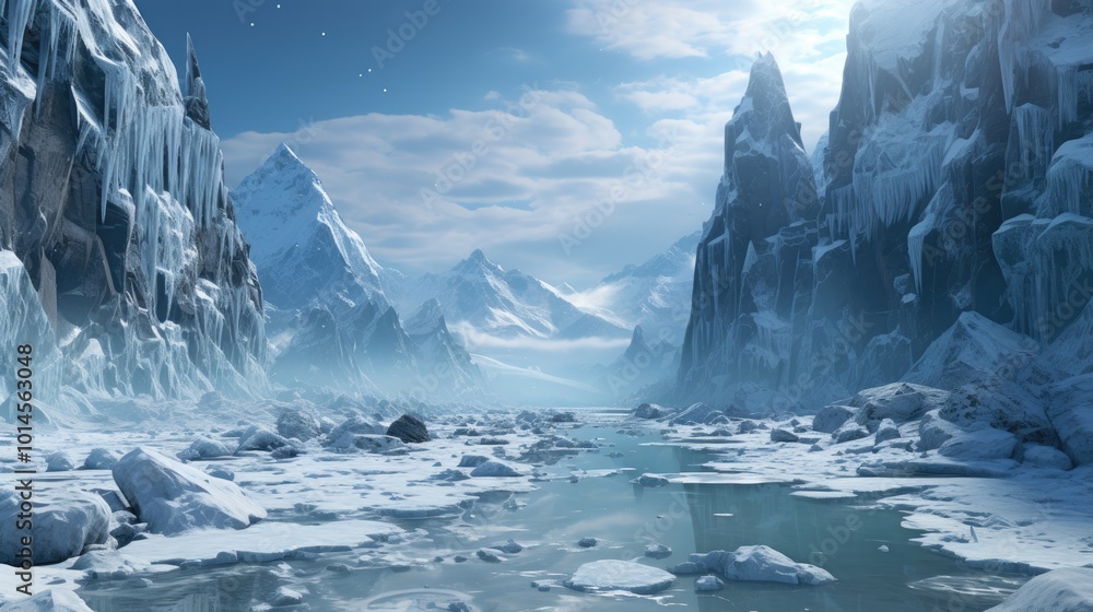 Describe the sensation of being dwarfed by towering glaciers as you trek across a frozen wilderness Describe the sensation of being dwarfed by towering glaciers as you trek across a frozen wilderness