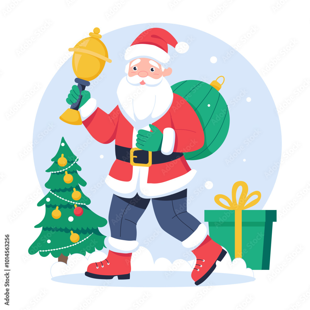 Fototapeta premium Character based flat illustration of christmas santa with gifts 