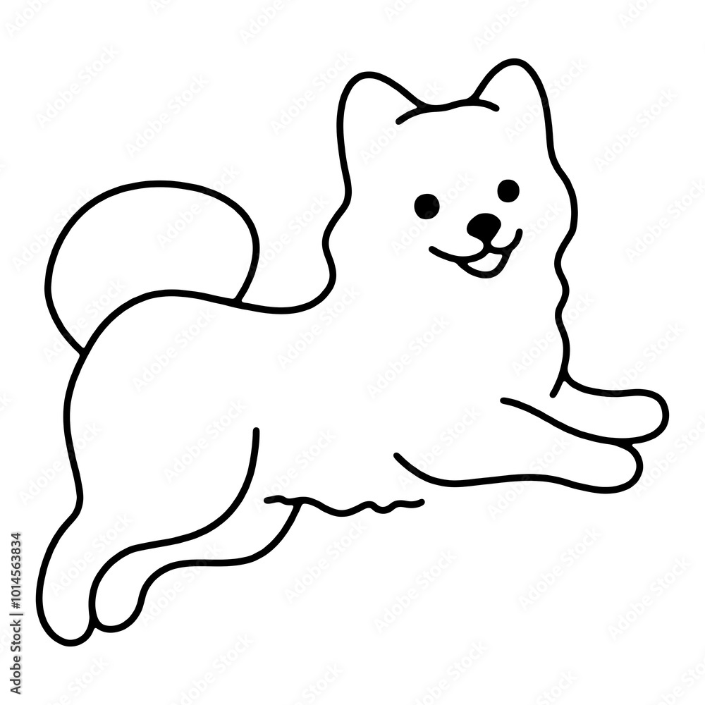 だらしないポーズでリラックスしている子犬のシンプルな線画イラスト 透過背景の切り抜き だらしないポーズでリラックスしている子犬のシンプルな線画イラスト 透過背景の切り抜き