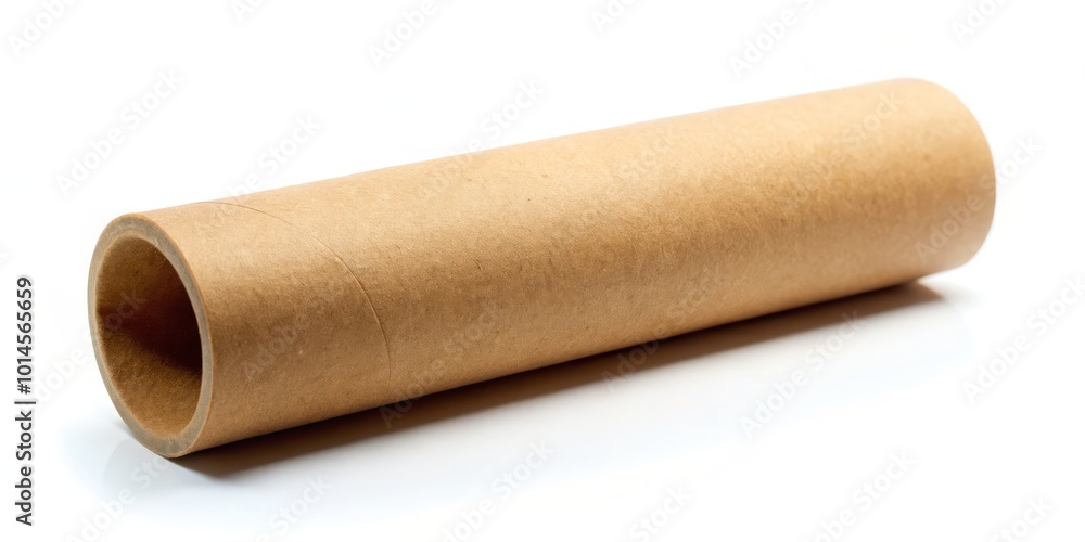 Isolated brown paper tube against a white backdrop, perfect for all your crafting and packaging requirements, providing a practical and stylish Isolated brown paper tube against a white backdrop, perfect for all your crafting and packaging requirements, providing a practical and stylish
