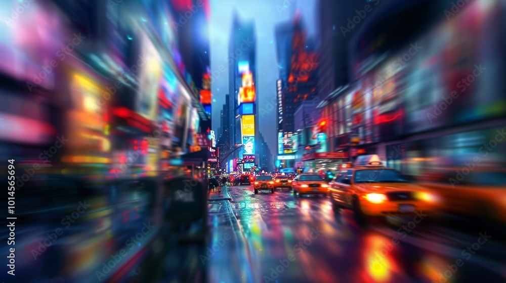 Vibrant night lights of new york city a captivating urban scene full of color and movement Vibrant night lights of new york city a captivating urban scene full of color and movement