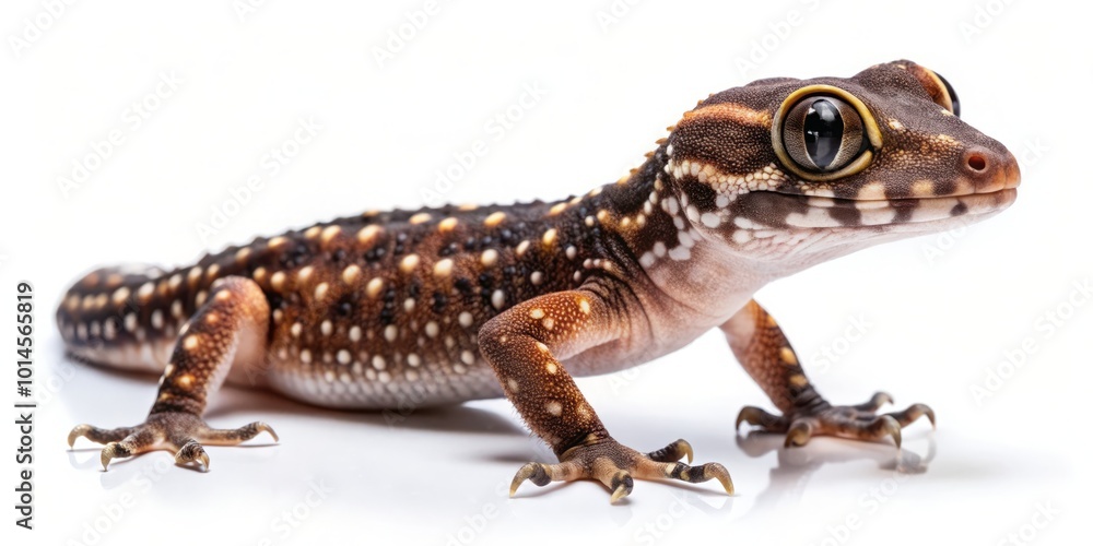 Naklejka premium Isolated on a clean white background, the Thick-tailed Barking Gecko (Underwoodisaurus milii) showcases its intricate