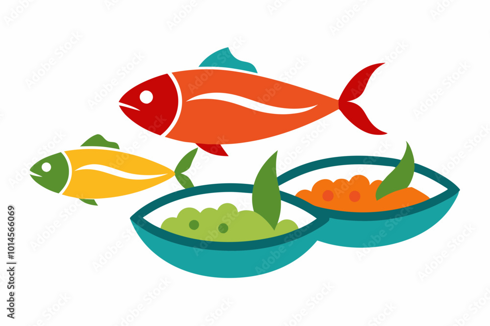 Fototapeta premium Fish Dishes Yú creative vector design 