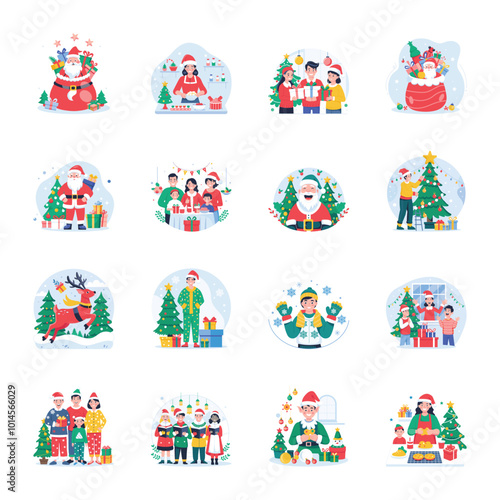 Latest Pack of Christmas Day Flat Illustrations 

