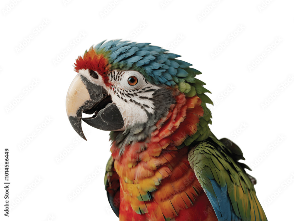 Fototapeta premium A vibrant parrot with colorful feathers. Cut out.