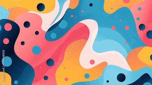 Bright and playful abstract design with vibrant colors and fluid shapes.