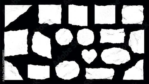 White Torn Textured Paper Pieces