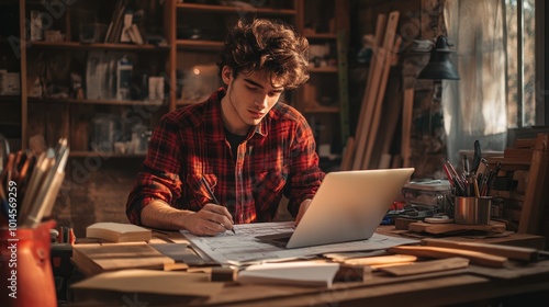 The Young Craftsman in Workshop