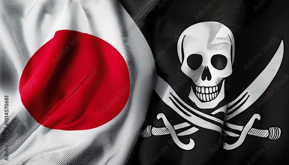 Fototapeta premium 日本の国旗と海賊旗(Japan flag & pirate flag.) 