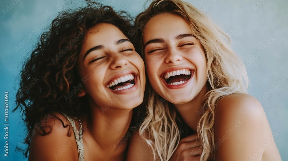 Two Beautiful Women Laughing Together Two Beautiful Women Laughing Together