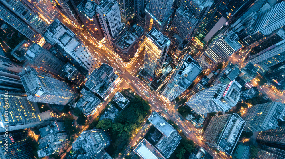 Aerial view of a vibrant urban cityscape at night featuring traditional Chinese architecture and modern skyscrapers illuminated by city lights Aerial view of a vibrant urban cityscape at night featuring traditional Chinese architecture and modern skyscrapers illuminated by city lights