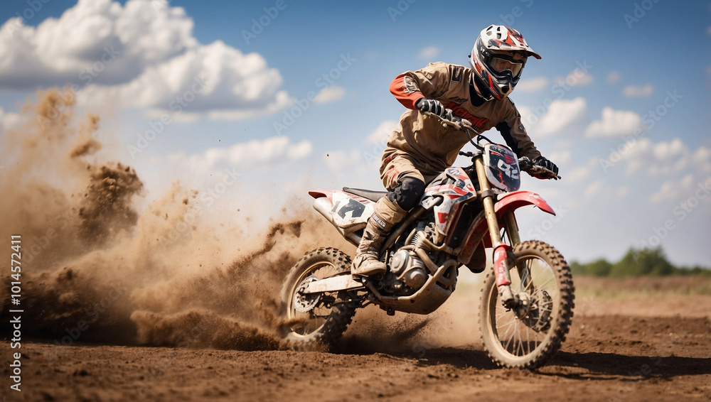 Low Angle Shot of a Dirt Bike Speeding Low Angle Shot of a Dirt Bike Speeding