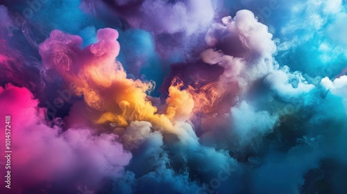 Abstract Swirling Colorful Smoke in Dark Background