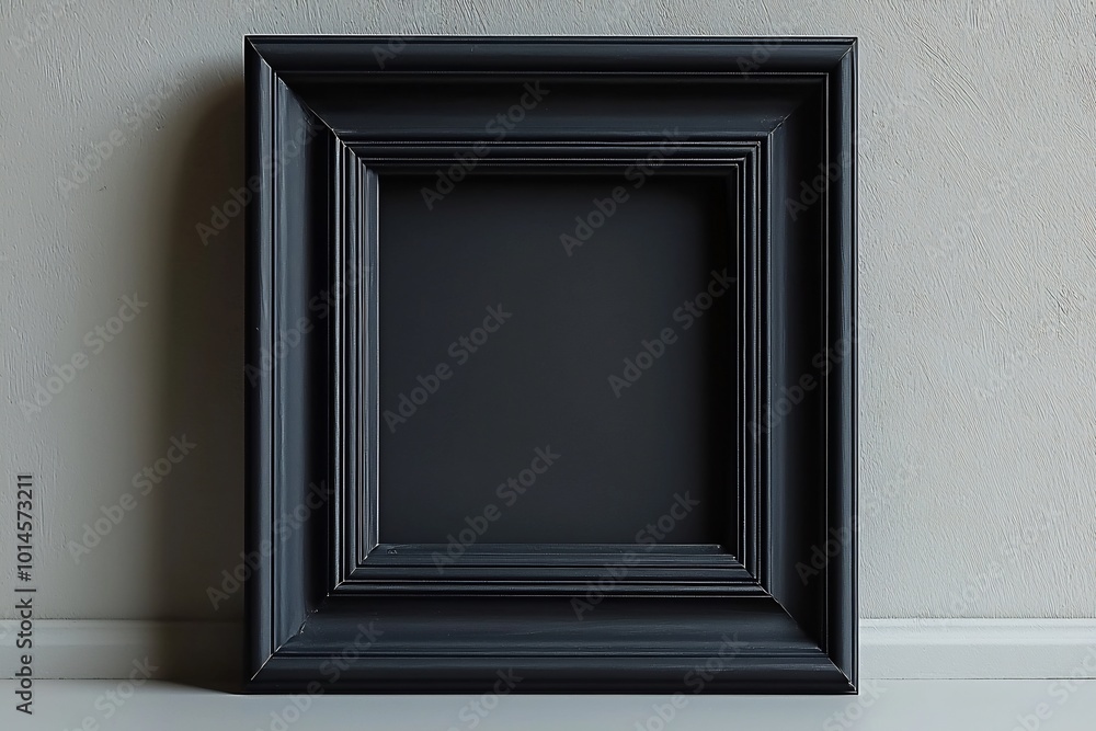 Empty photo frame with a matte black finish standing upright on a clean white background ready to hold a cherished photo Empty photo frame with a matte black finish standing upright on a clean white background ready to hold a cherished photo