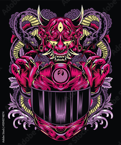 Demon Snake Japanese Culture Illustration Design