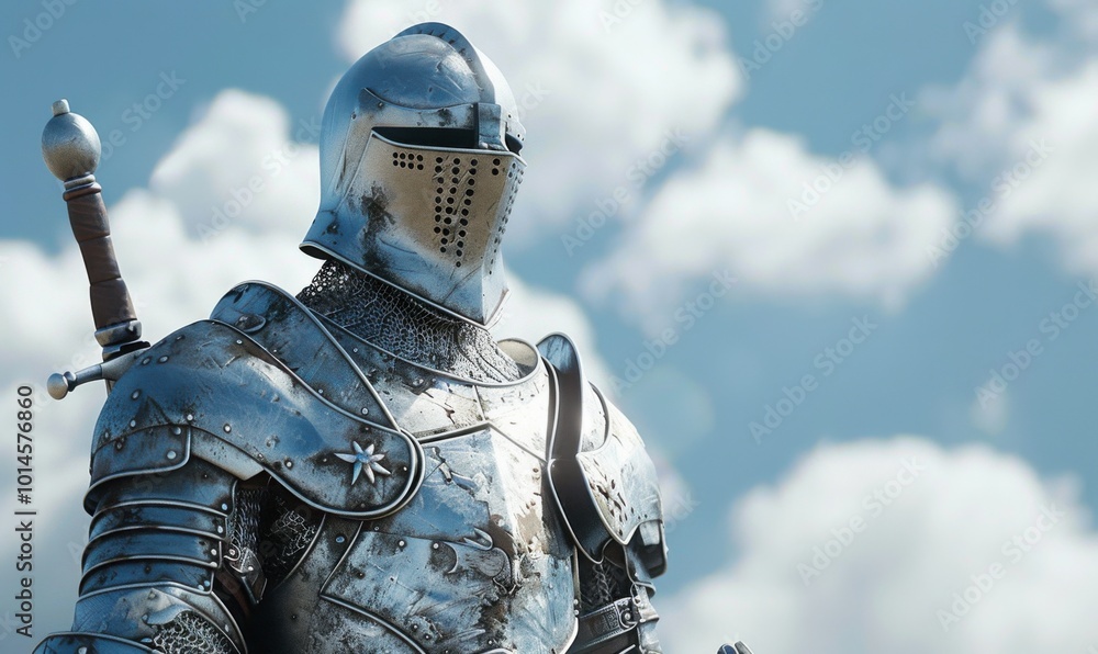 Fototapeta premium Fearless knight in shining armor, 4K hyperrealistic photo