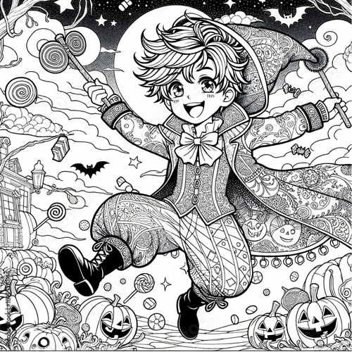 Black and white coloring pages Halloween for Kids