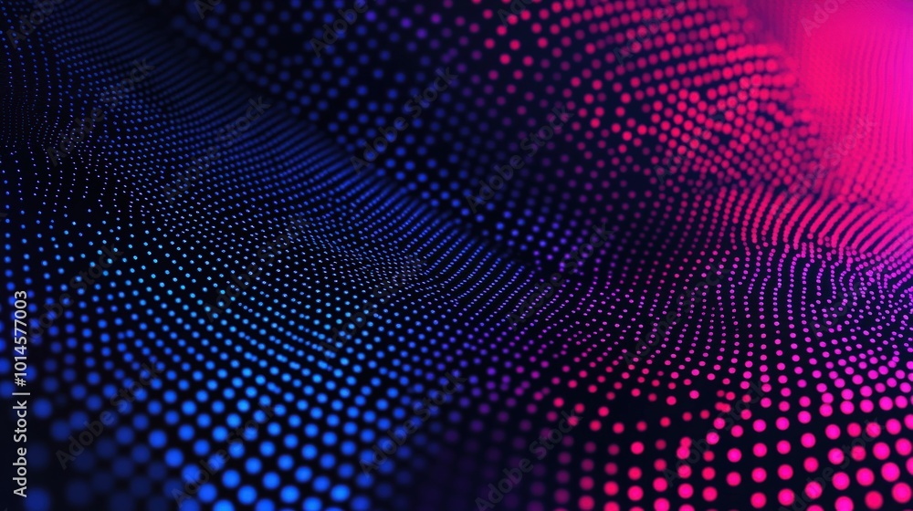 Halftone dots, dark blue and pink gradient pattern, Abstract digital technology style, Pop art dot science cartoon or futuristic moving dots particles Halftone dots, dark blue and pink gradient pattern, Abstract digital technology style, Pop art dot science cartoon or futuristic moving dots particles
