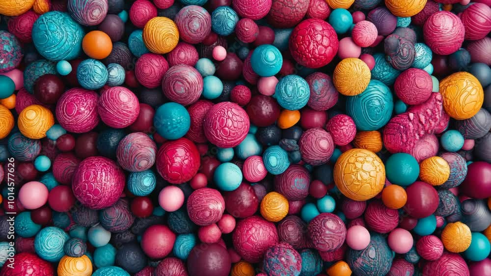 A close-up of colorful spheres, some with intricate patterns, piled together A close-up of colorful spheres, some with intricate patterns, piled together