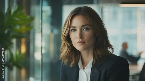 Confident Businesswoman Looking at Camera in Modern Office