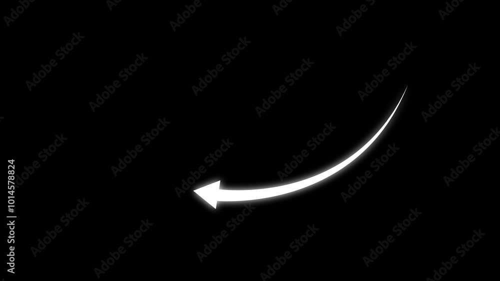 Hand drawn thin arrow graphic animation. Animated linear symbol of arrow is drawn. 