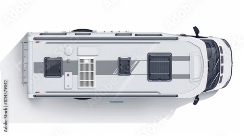 White Camper Van Viewed From Directly Above