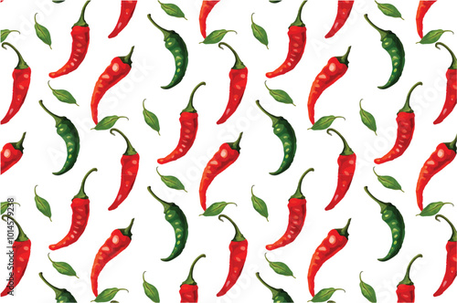 Hot chili peppers seamless pattern. Vector illustration.. hot red chili illustration, natural organic food
