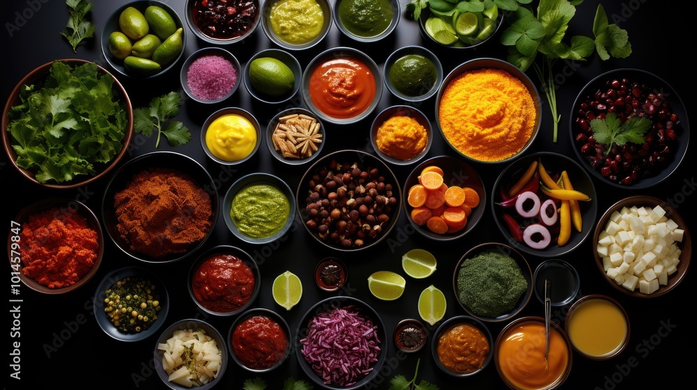 Desi, Indian traditional food set, top view, Desi, Indian traditional food set, top view,