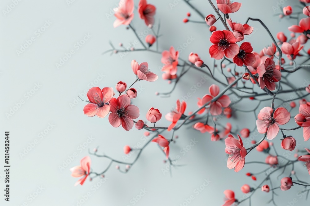A serene composition featuring pink cherry blossoms gracefully branching against a soothing pastel backdrop, capturing tranquility. A serene composition featuring pink cherry blossoms gracefully branching against a soothing pastel backdrop, capturing tranquility.
