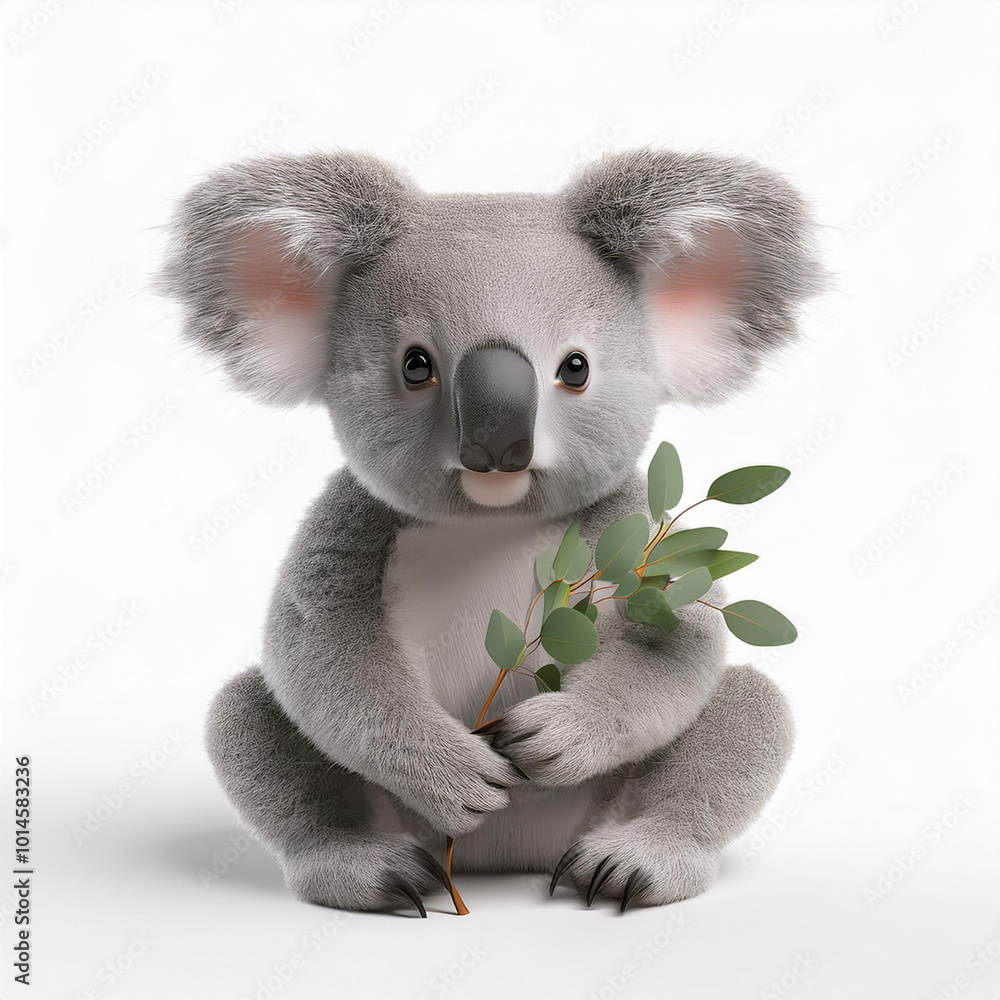 A cute koala sitting on white background. A cute koala sitting on white background.