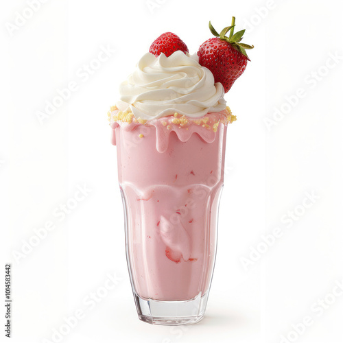 Strawberry Milkshake ,front view, product photography, WHITE background