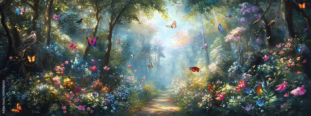 Obraz premium Vivid Spring Forest Paradise