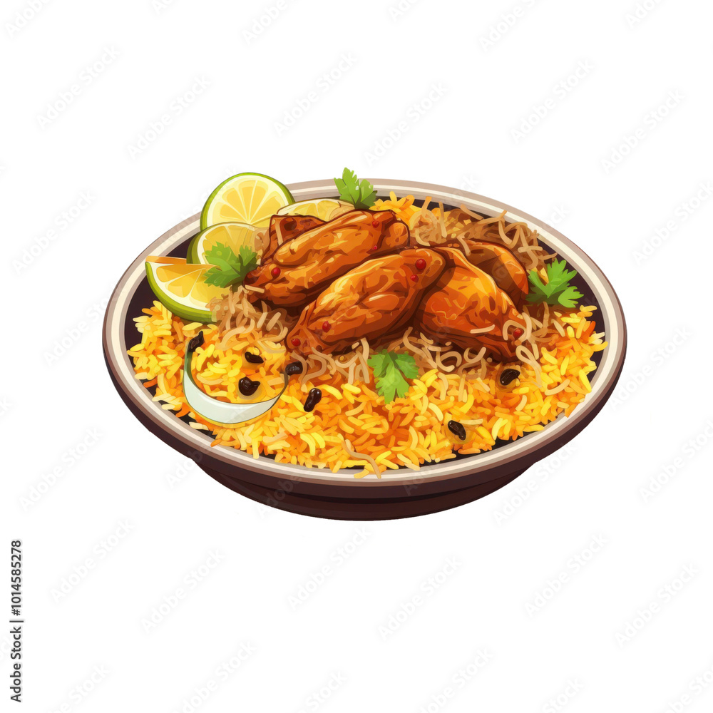 A bowl of delicious biryani rice is ready to be enjoyed for food and recipe blogs, restaurant menus, and Asian cuisine illustrations. Generative AI A bowl of delicious biryani rice is ready to be enjoyed for food and recipe blogs, restaurant menus, and Asian cuisine illustrations. Generative AI
