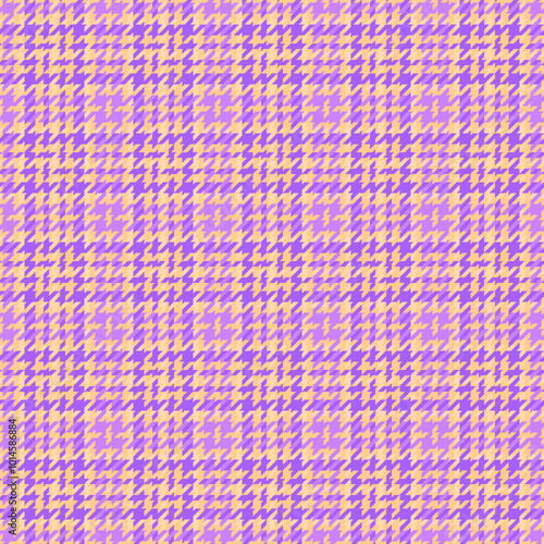 Art plaid textile seamless, robe tartan vector fabric. Contour background texture check pattern in violet and orange colors.