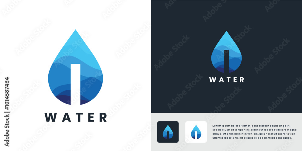 Water letter I logo design template Water letter I logo design template