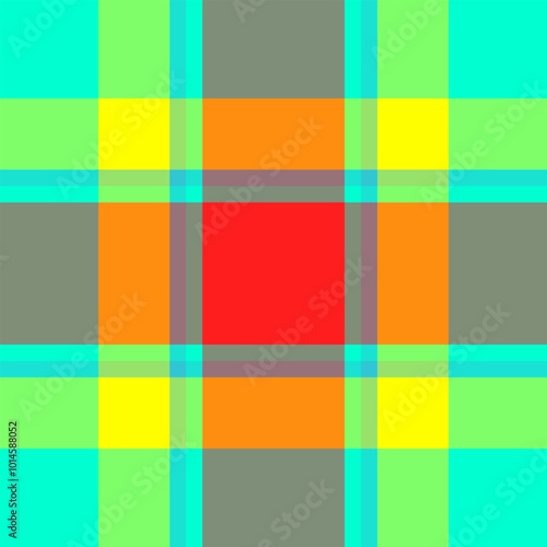 Serene vector fabric tartan, graph background pattern plaid. Hippie check seamless textile texture in green and bright colors.