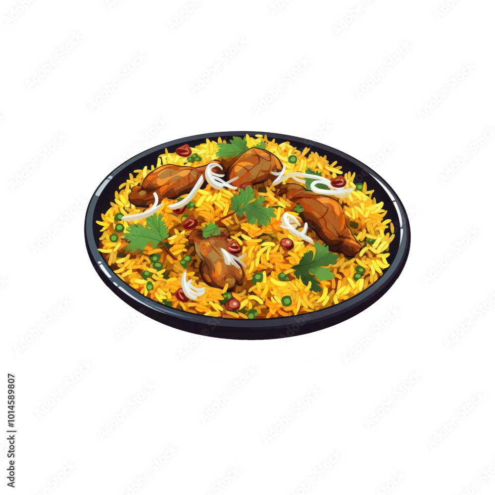 A bowl of delicious biryani rice is ready to be enjoyed for food and recipe blogs, restaurant menus, and Asian cuisine illustrations. Generative AI A bowl of delicious biryani rice is ready to be enjoyed for food and recipe blogs, restaurant menus, and Asian cuisine illustrations. Generative AI