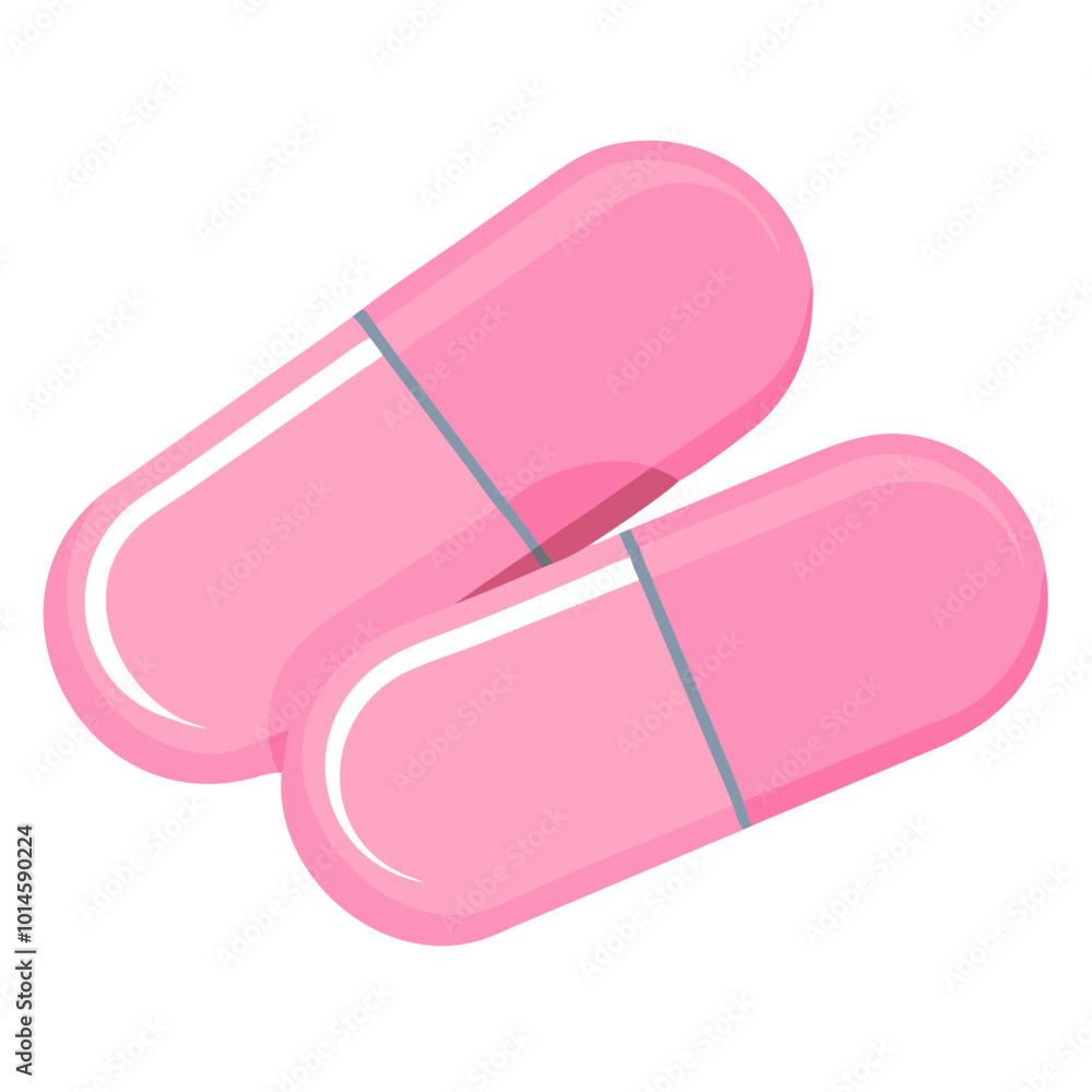 Two pink capsule pills isolated on white background Two pink capsule pills isolated on white background