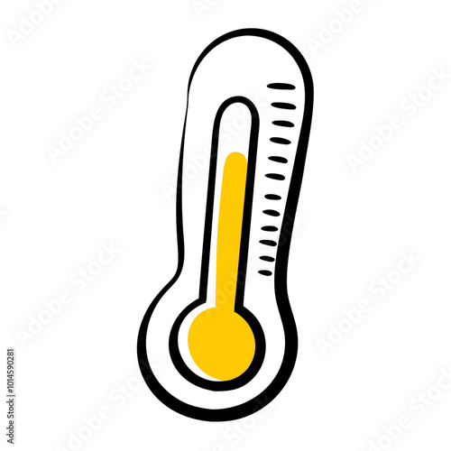 Thermometer icon with yellow temperature indicator in minimalist style