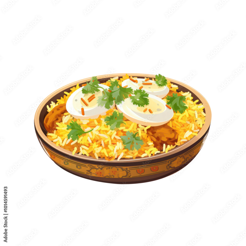 A bowl of delicious biryani rice is ready to be enjoyed for food and recipe blogs, restaurant menus, and Asian cuisine illustrations. Generative AI A bowl of delicious biryani rice is ready to be enjoyed for food and recipe blogs, restaurant menus, and Asian cuisine illustrations. Generative AI