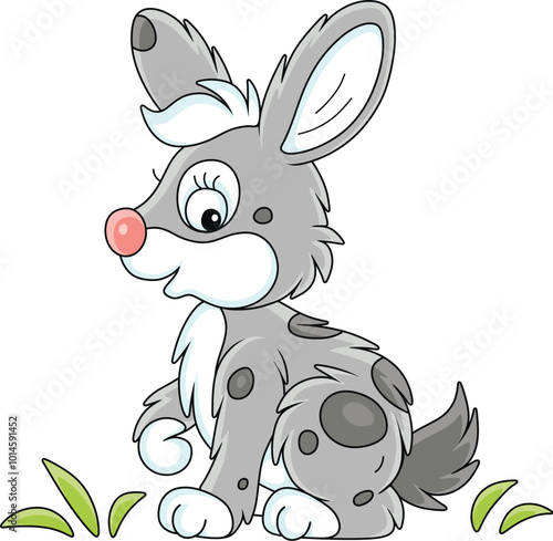 Grey spotted rabbit with a ...