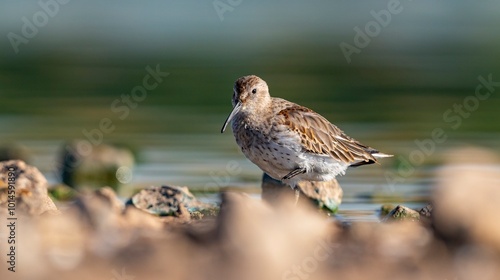 Dunlin (Calidris alpina) feeding in Kabaklı pond in Diyarbakır. photo