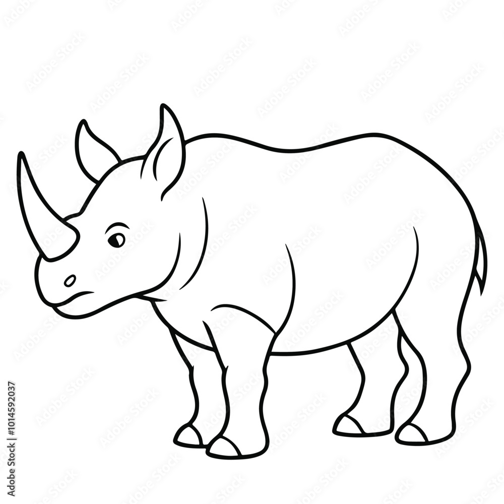 Simple and cute rhinoceros line art for kids to color and enjoy fun learning through art Simple and cute rhinoceros line art for kids to color and enjoy fun learning through art