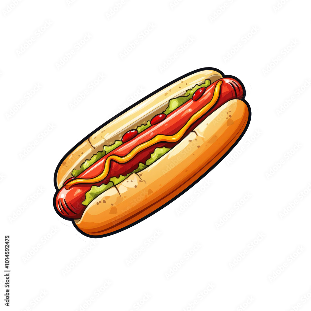 Hot dog bun with sesame seeds, lettuce, ketchup, and mustard as toppings. Perfect for menus, ads, and food blogs. Generative AI Hot dog bun with sesame seeds, lettuce, ketchup, and mustard as toppings. Perfect for menus, ads, and food blogs. Generative AI