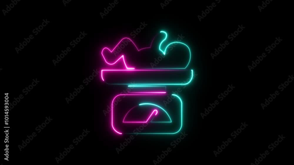 The future baby and a placenta in the uterus. Bright neon fetus baby icon in line style. Position of the baby on the mother's stomach. The future baby and a placenta in the uterus. Bright neon fetus baby icon in line style. Position of the baby on the mother's stomach.