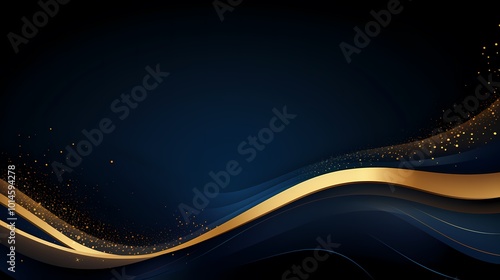A stunning background with flowing waves and sparkling elements in blue and gold tones.