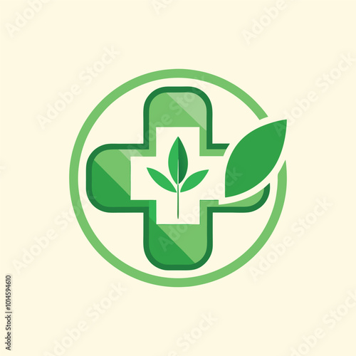 HealthCare icon, Medical Hospital cross Icon,Natural green health and medical logo.